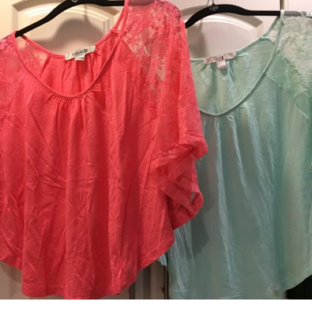 FOREVER 21 Two Lace Dolman Sleeve Tops Small